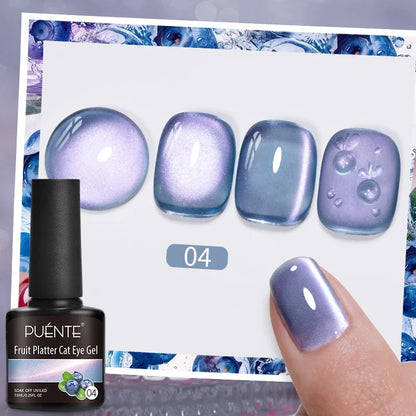 7.5ML Summer Fruit Series Cat Magnetic Gel Nail Polish Green Purple Pink Cat Eye Gel Soak Off UV Nail Art Varnish For Manicure