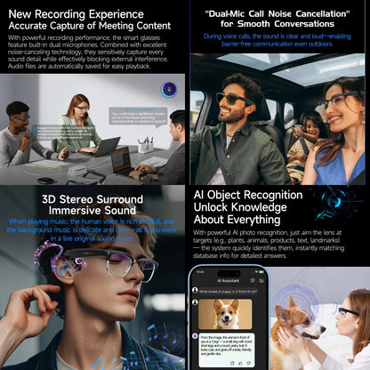 Smart AI Glasses 4K 8MP Camera Recording Videos Photo Recognition Answer Translation BT Call Photochromic Sunglasses Waterproof