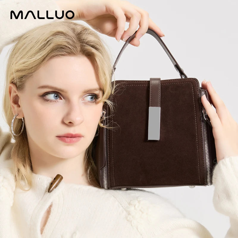 NEW Winter Women's Vintage Natural suede Leather Shoulder Bags Ladies Luxury Designer Cowhide Handbags Female Crossbody Bag