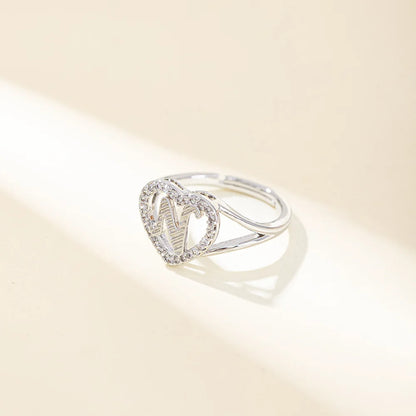 White Zircon 26 Letters A-Z Love Heart Open Adjustable Rings For Women Gold Silver Color Wedding Band Jewelry Mother's Day Gifts