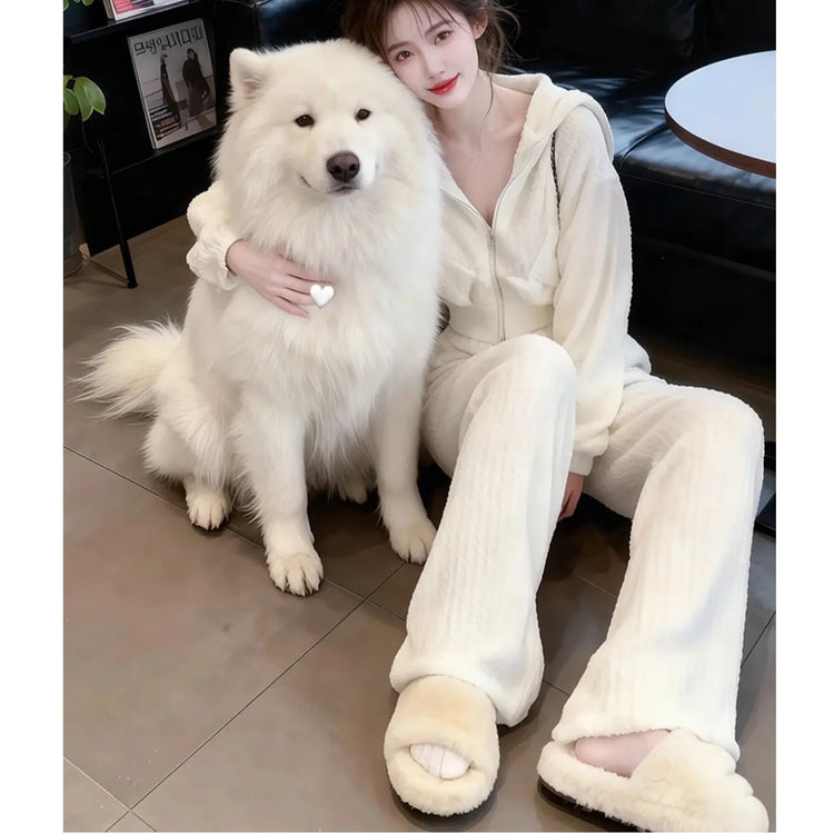 Spring Autumn New Hoodie Wide Leg Pants Two Piece Set Loose Slimming Casual Fashion Women's Trendy Outfit Korean Style