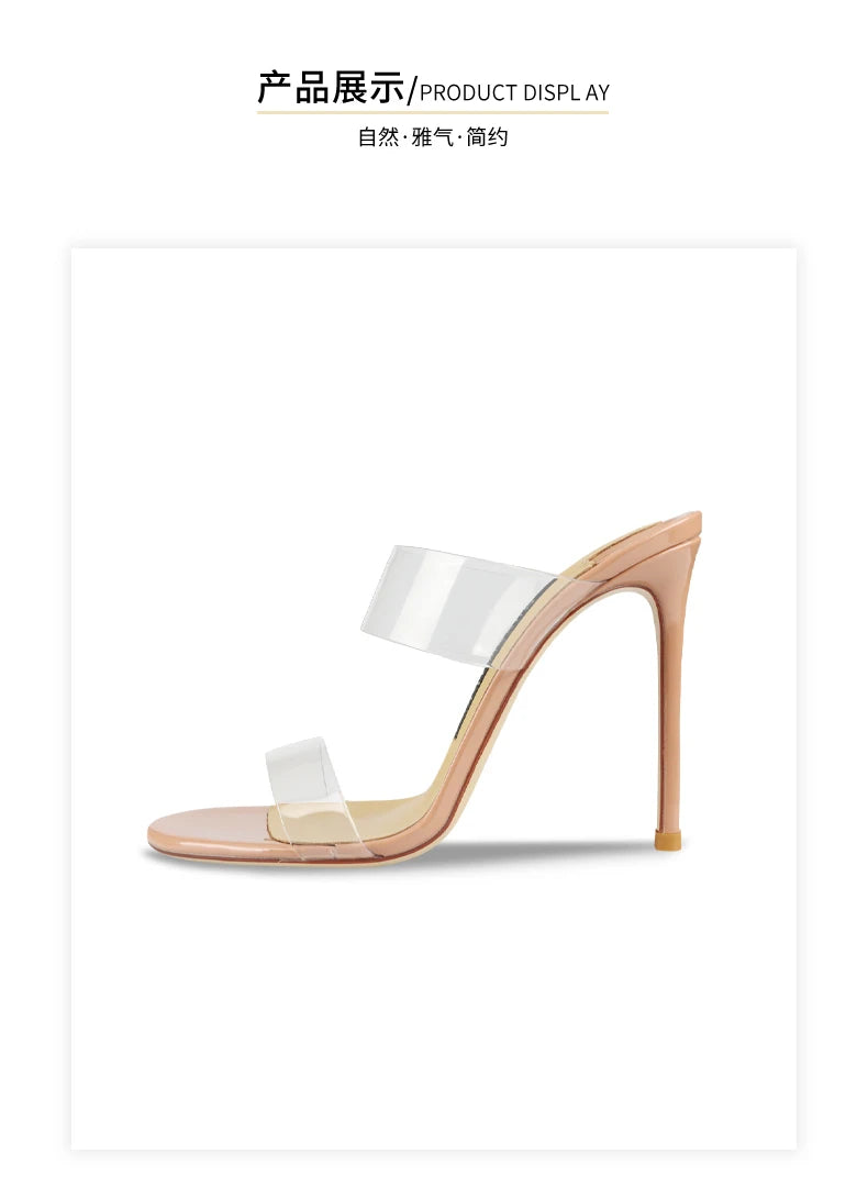 Luxury Women's Shoes Women's Sandals Summer New Open Toe Transparent PVC High Heels Shoes Ladies Fashion Elegant Sexy Pumps 8cm