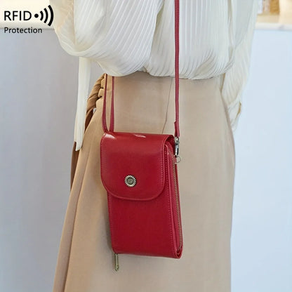 RFID Blocking Crossbody Phone Wallet Soft Leather Wallets Vintage Cell Phone Purse Versatile Female Shoulder Bags Women Handbag