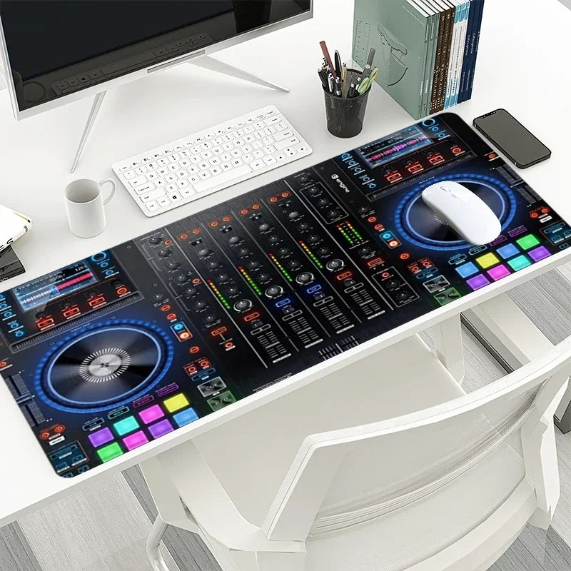 DJ Controller Mouse Pad Large Desk Accessories Desk Pad Rubber Base with Stitched Edge Mousepad Non-Slip Mousepad for Office