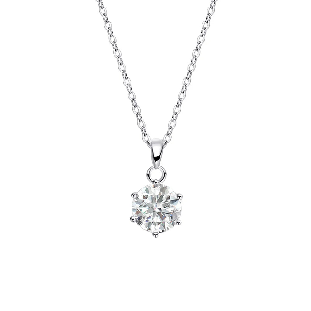 0.5-10CT Real Moissanite Pendant Necklace For Women D Color Round Diamond Necklace 925 Sterling Silver Classic Bride Jewelry