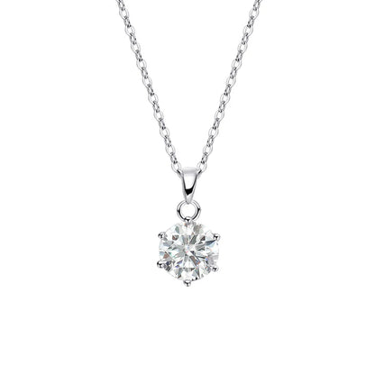 0.5-10CT Real Moissanite Pendant Necklace For Women D Color Round Diamond Necklace 925 Sterling Silver Classic Bride Jewelry