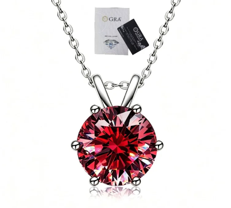 Maple leaf red moissanite necklace,simple and luxurious, classic six claw pendant,collarbone chain accessory,hot selling product
