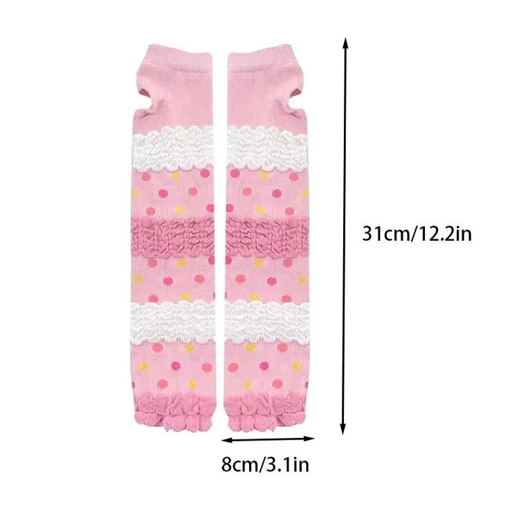 Pink Lolita Lace Bowknot Gloves Fingerless Gothic Winter Warm Sunscreen Sleeve False Sleeve Gloves Women JK Clothing Accessories