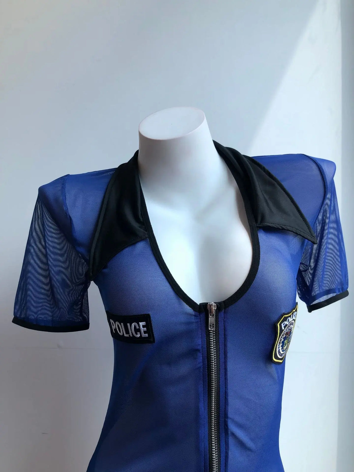 Tornova Women Sexy Policewoman Cosplay Uniform Slim High Waisted Patchwork See-through Interesting Hollow Seductive Private Set