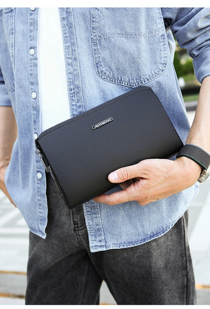Leather Wallet FL-V1 Men Business Clutch Bag Smart Fingerprint Lock Security Anti Theft Handbag Black Safety Men Wallet сумка 가방