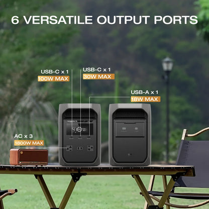 ECOFLOW Solar Generator DELTA 3 Classical Dark 1000, 1024Wh LiFePO4 Battery Portable Power Station, 1800W AC/100W USB-