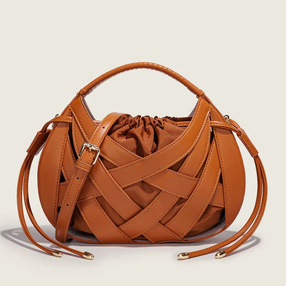 Fashion Woven Hollow Women Handbags Luxury Designer Ladies Shoulder Messenger Bag Small Totes Tassel Lady Composite Bag Burgundy