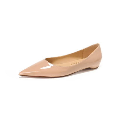 Ladies' inner height increase 3CM flat sole single shoe patent leather solid color versatile casual shallow mouth single shoe