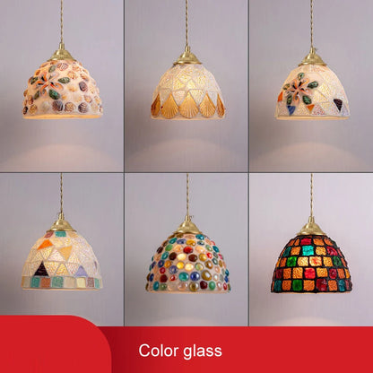 Glass Ceiling Chandelier Creative Sea Shell Lampshade Bedroom Bedside Hanging Lamp Interior Decoration Lighting Pendant Lights