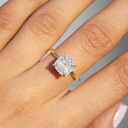 0.8-6Ct Cushion Cut Moissanite Solitaire Engagement Ring Fashion Wedding Rings for Women S925 Sterling Silver with Certificate