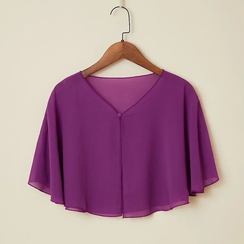 Korean Women Sunscreen Clothing Summer Thin Transparent Short Jacket Neck Guard Cloak Sun Shawl Solid Chiffon Cardigan Scarf R28