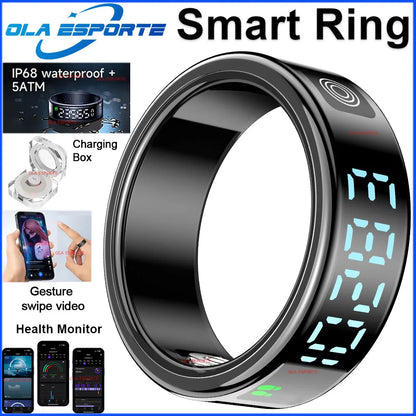 2026 Smart Ring with Touch Display Screen, Wireless Charging, Health Manager, 5 ATM Waterproof For Men Women Smart Rings R12 R08