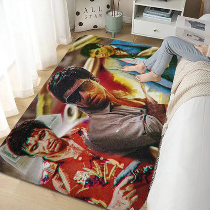 Stylish Movie Scarface Design Floor Mat Sofa Chairs Area Carpet for Living Room Decor Bedroom Non-Slip Bedside Soft Rug Doormat
