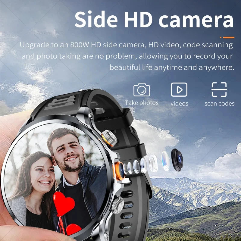 4G Network Smart Watch Google Play Maps 1.95-inch 3D SIM Card Download APP Camera GPS WIFI NFC Call Android Men Women Smartwatch