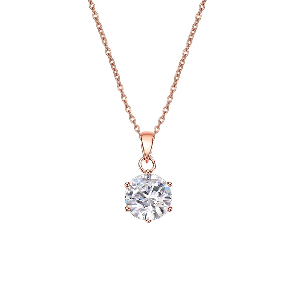 0.5-10CT Real Moissanite Pendant Necklace For Women D Color Round Diamond Necklace 925 Sterling Silver Classic Bride Jewelry