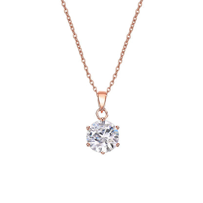 0.5-10CT Real Moissanite Pendant Necklace For Women D Color Round Diamond Necklace 925 Sterling Silver Classic Bride Jewelry