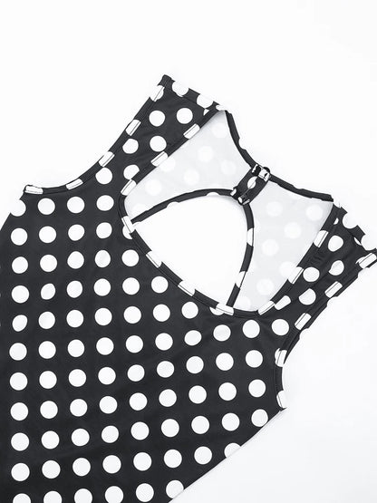 Yomesugar 2026 Summer Women's Polka Dot Printed Backless Jumpsuits Sexy Square Collar Sleeveless Skinny Rompers Party Clubwear