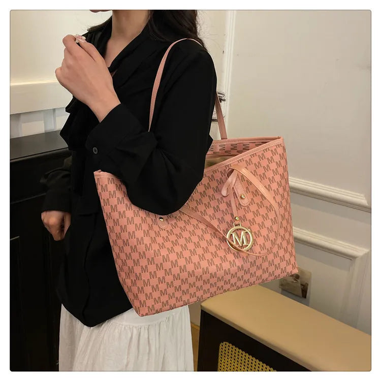 Large Capacity Commuting Tote Bags Fashionable Printed Pu Leather Handbag for Women College Students Class Handbags Shoulder Bag