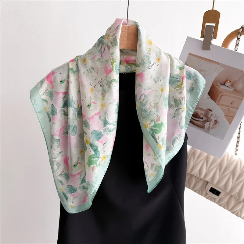 70*70cm Zebra Stripes Print Head Scarf for Women Silk Square Scarves Foulard Bandana Fashion Decorate Hijab Female Neckerchief