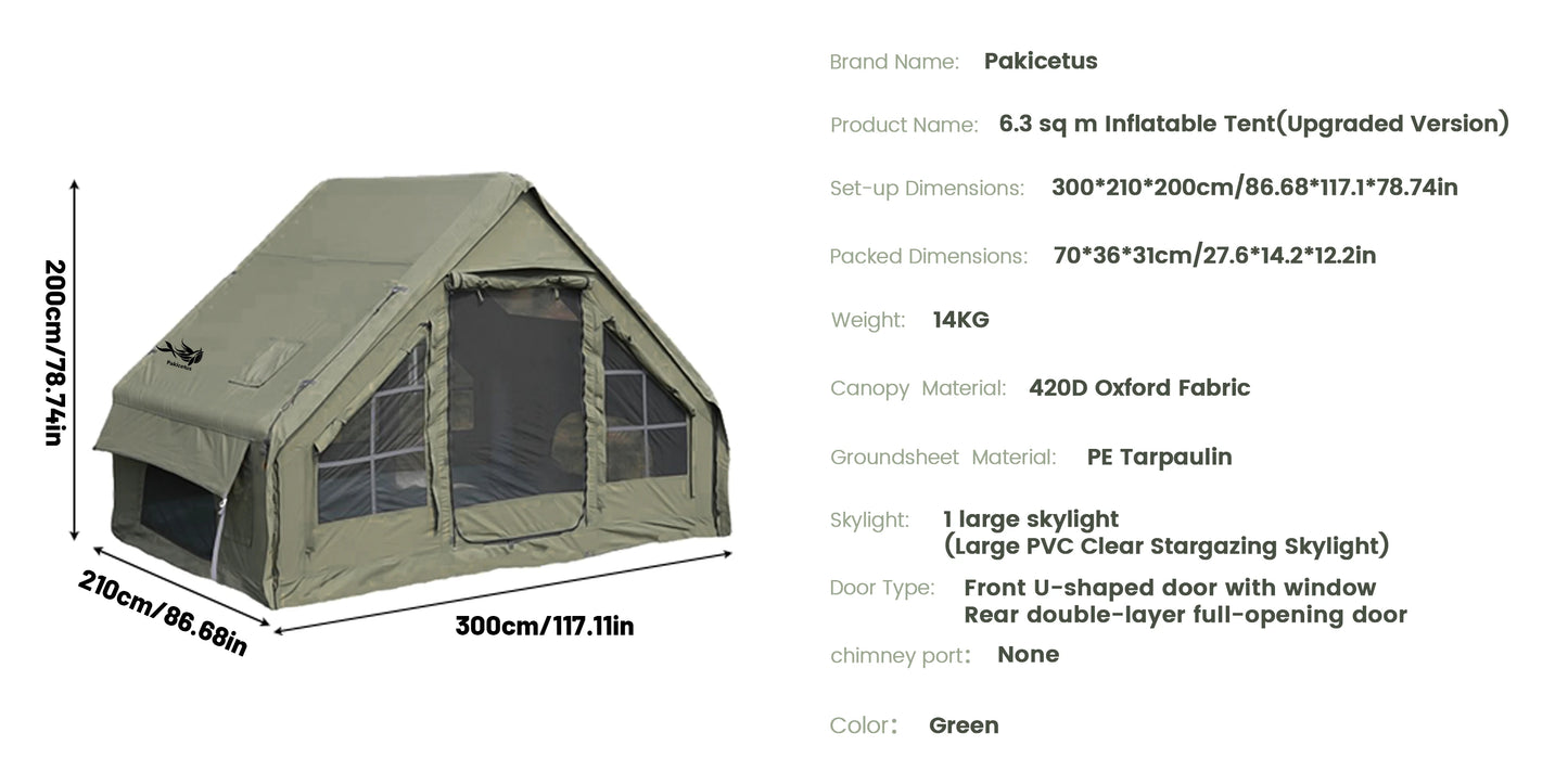 PAKICETUS Inflatable camping tent 4-8 people with windows portable water-resistant camping tent  Four season tents