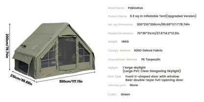PAKICETUS Inflatable camping tent 4-8 people with windows portable water-resistant camping tent  Four season tents