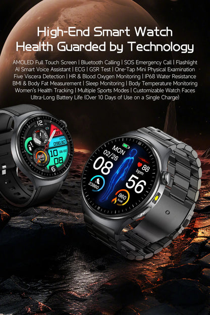 New Upgraded Heart Health Check Smart Watch Uric Acid Five Organ Examination Blood Pressure BT Call ECG smart watches Man 2026