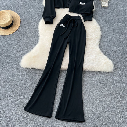 SINGREINY 2026 Autumn Sporty Suits Ladies Full Sleeves Hoodies+Sling Mini Camis+Drawstring Long Pants Casual Three Pieces Sets