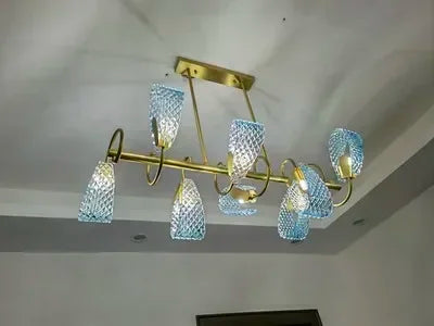 Modern Blue Glass Led Pendant Lamp Copper Designer Hanging Chandeliers for Living Room Bar Bedroom Suspension lustre Lights