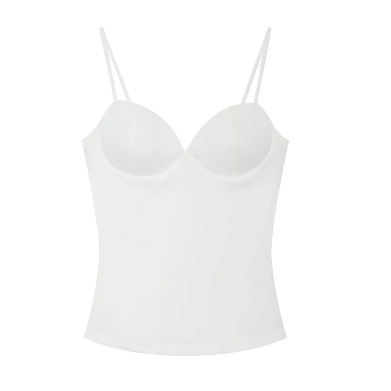 HXAO Woman Tops Corset Crop Top Women Sleeveless Black Brown Top With Straps Camisole Bodycon Backless Sexy Tops Bustier