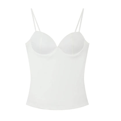 HXAO Woman Tops Corset Crop Top Women Sleeveless Black Brown Top With Straps Camisole Bodycon Backless Sexy Tops Bustier