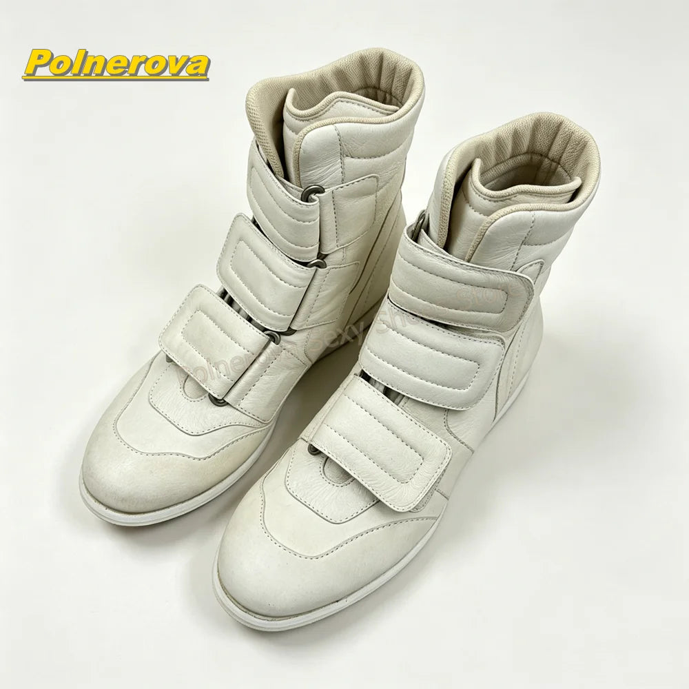 Vintage Hook and Loop Mid Calf Boots Round Toe Chunky Heels Patchwork Casual Booties Street Style Fashion Outfit Autumn 2026