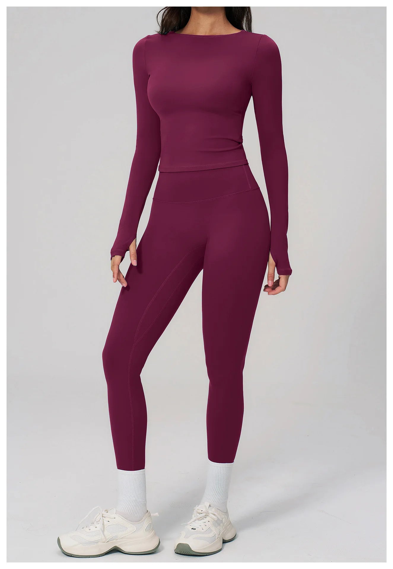Yoga Set 2PCS Women Tracksuit Sportswear Workout Clothes Athletic Wear Gym Clothing Legging Fitness Top Long Sleeve Sports Suits