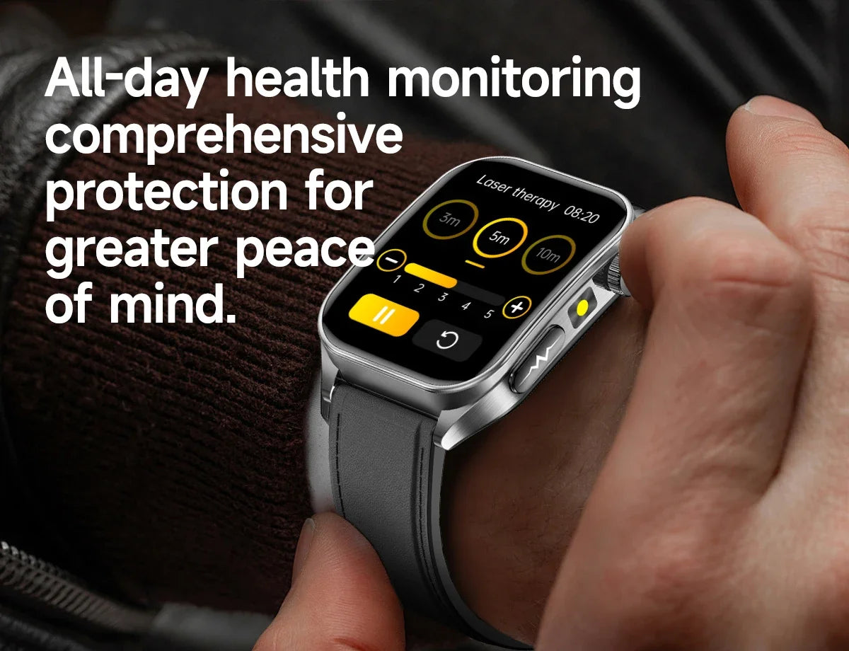 2026 New Health Smart Watch Laser Therapy Reduce Three Highs Blood Oxygen Pressure Uric Acid Blood Lipid ECG Smartwatch For Man