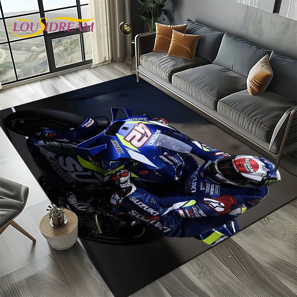 2025 Racing Car S-SUZUKI Logo Motorcycle Carpet Rug for Bedroom Living Room Home Sofa Decoration,kids Play Decor Floor Mat Gift