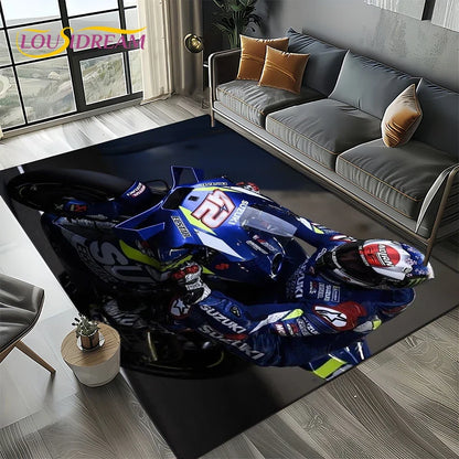2025 Racing Car S-SUZUKI Logo Motorcycle Carpet Rug for Bedroom Living Room Home Sofa Decoration,kids Play Decor Floor Mat Gift