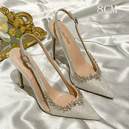Luxury Designer Women Shoes Exquisite Rhinestone High Heeled Sandals for Woman Elegant French Style Casual Shoes Sandalias Mujer