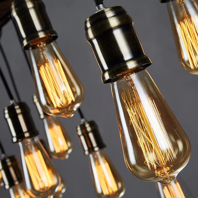 Classical Industrial Iron LED Wheel Pendant lights Metallic lustre Hanging Lamps Bar decoration Suspend Lamps Cafe Pendend Lamps
