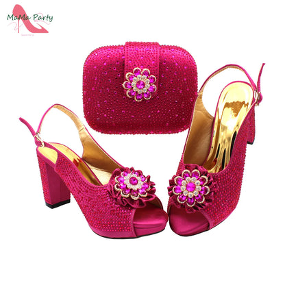 The US Duty Free Wine Color New Coming Italian Women Shoes and Bag Set with Platform Nigerian Lady Pumps for Garden Party