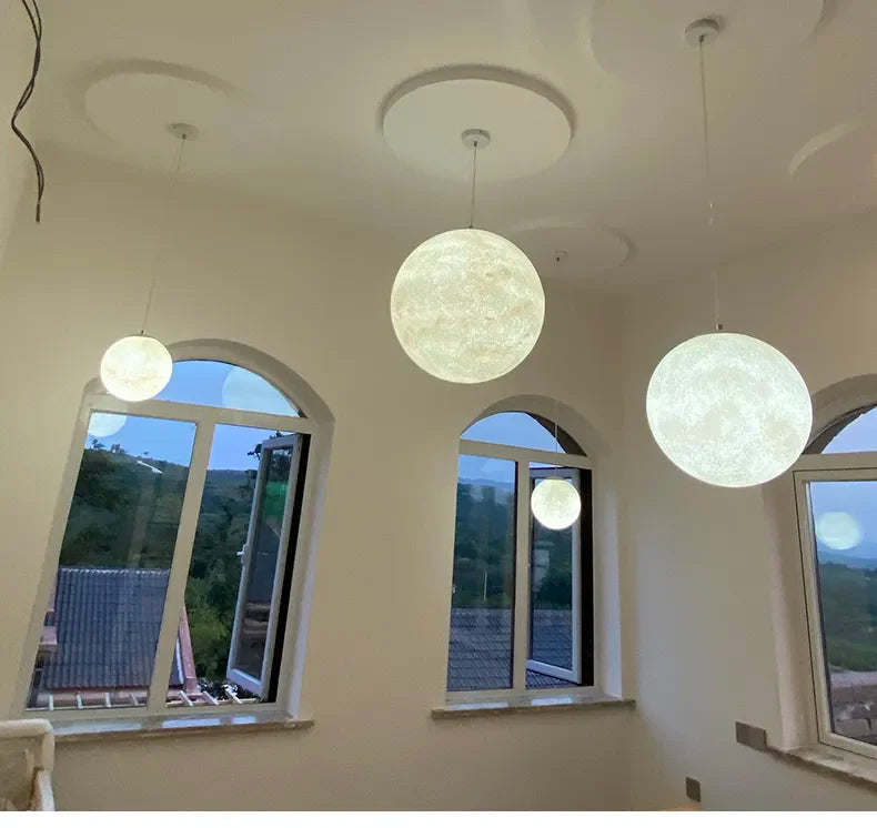 Nordic Moon Led Pendant Lights for Living Room Dining Bedroom Home Decorations Chandelier Cafe Restaurant Hanging Lamp Luminaire