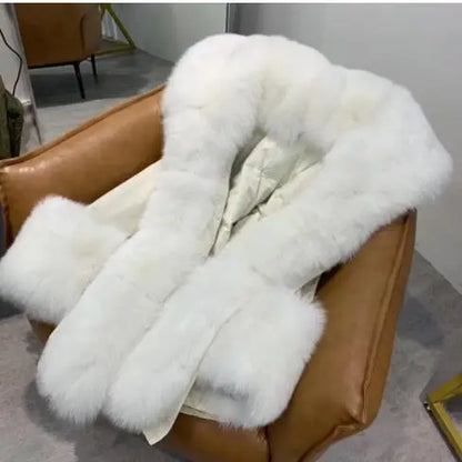 2024 New Warm Waterproof Long Parka Winter Jacket Women Real Fur Coat Natural Fox Fur Collar Hood Warm Streetwear Detachable