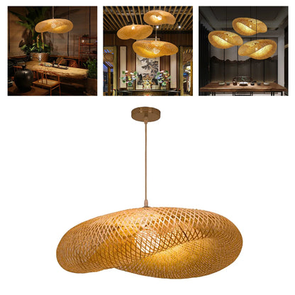 Bamboo Pendant Lights Hand Woven Ceiling Weaving Chandelier Lamp Rattan Wicker Hanging LED Fixtures Home Bedroom Bamboo Art Lamp