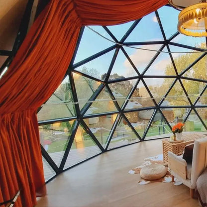 Luxury Transparent Glass Geodesic Dome Tent Aluminum Frame Four Season Outdoor Glamping House Hotel Resort Custom
