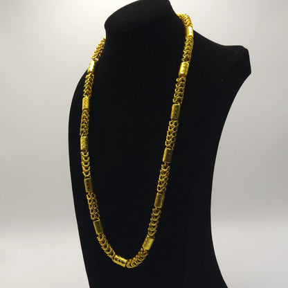 Luxurious 9999 24K real gold versatile dragon bone necklace fashionable men's and women's necklace gold jewelry
