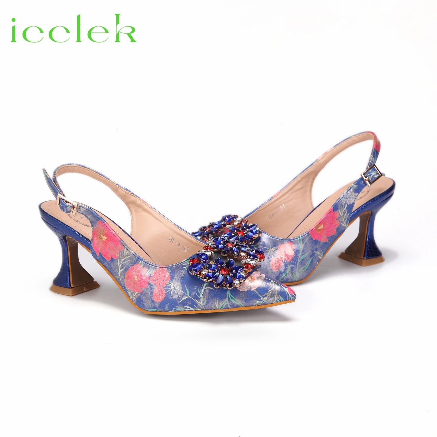 Newest Green Color Print Design High Heels Decorated with Water Rhinestone Party Women's Shoes and Bags Set