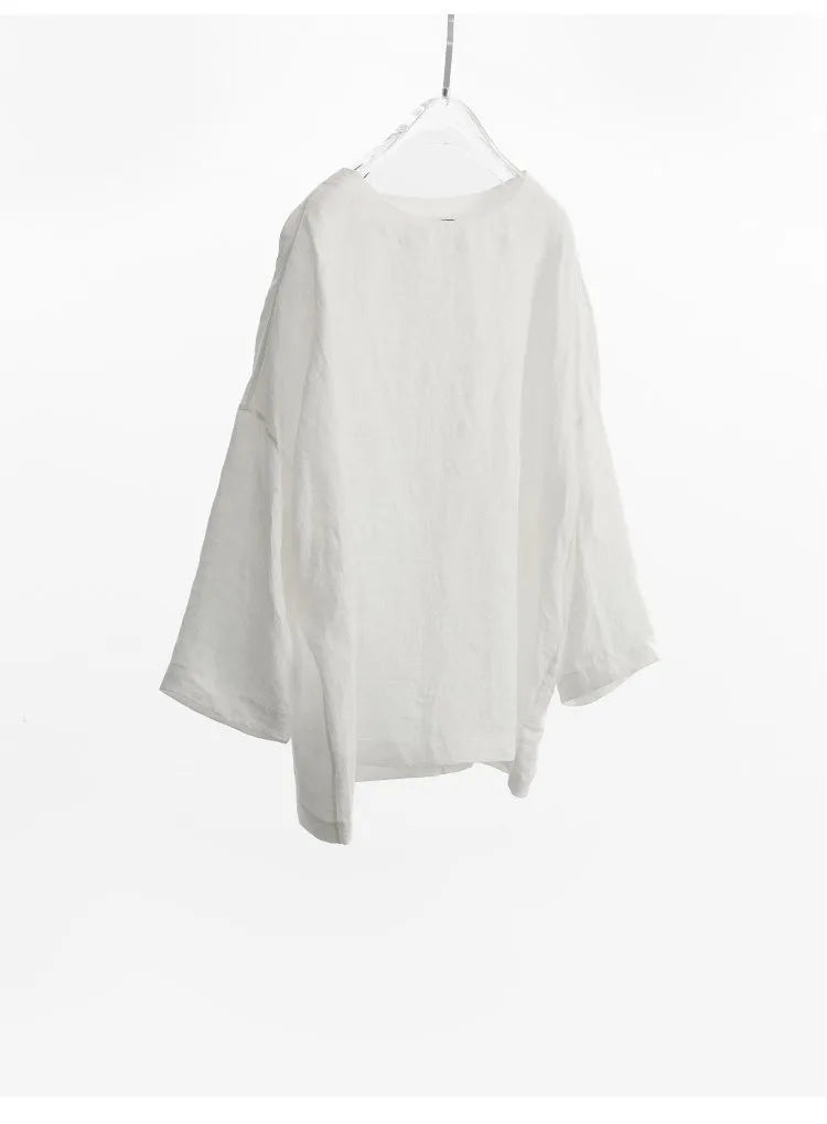 Plus-Size Women's Clothing~Hemp Long-Sleeved Shirt, Casual Sun-Protective Top, New Spring/Summer 2026 Style